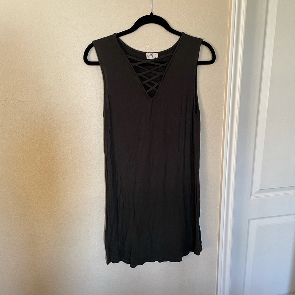 Army green fitted dress